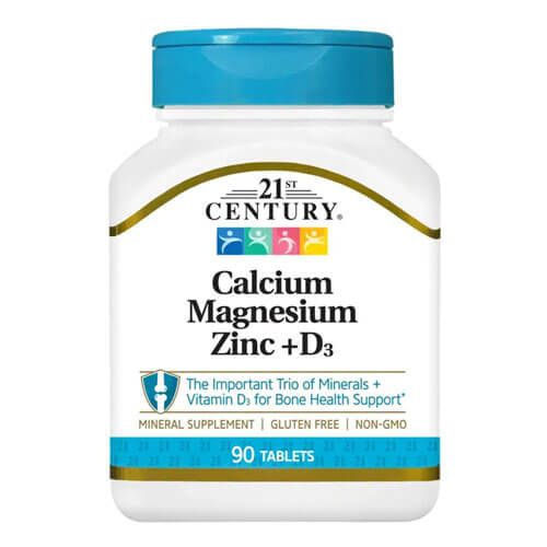 Кальцій-Магній-Цинк + вітамін D3, 90 таблеток, 21st Century