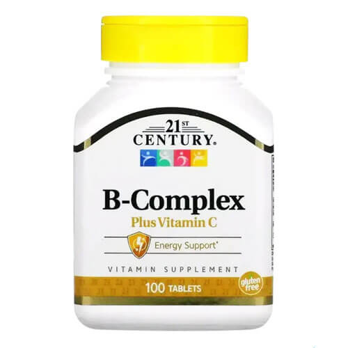 Комплекс вітамінів B + вітамін C, 100 таблеток, 21st Century