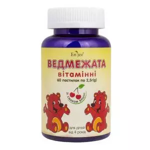 Желатиновые пастилки "Медвежата" ENJEE, со вкусом вишни, 60 пастилок, Красота и Здоровье