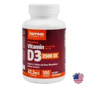 Вітамін D3, 2500 МО, 100 капсул, Jarrow Formulas