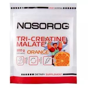 Креатин малат, 300 г, апельсиновый вкус, Nosorog