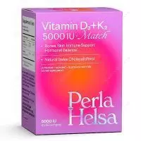 Вітамін Д3 5000 МО + К2 75 мкг, 60 капсул, Perla Helsa