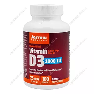 Витамин D3, 1000 МЕ, 100 капсул, Jarrow Formulas