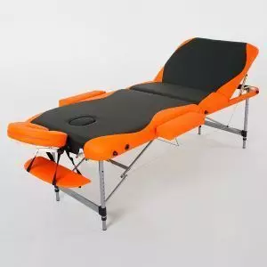 Складной 3-секционный массажный стол RelaxLine модель King (черный/оранжевый)