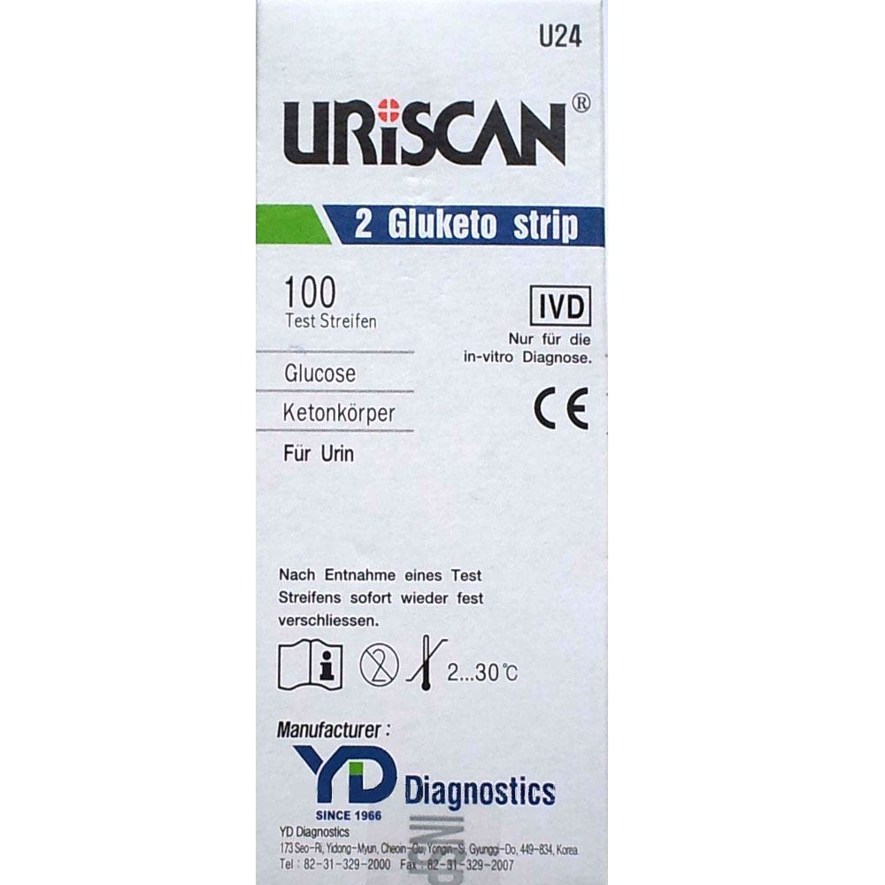 

Тест-полоски URISCAN U24, глюкоза в моче, кетоновые тела, 100 шт.