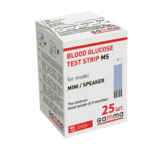 

Тест-полоски к глюкометру Gamma MS, 25 шт.