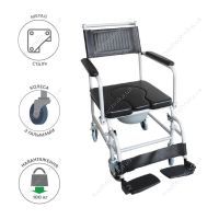 Кресло-каталка с санитарным оснащением, откидными подлокотниками и колесами Ridni KJT707C