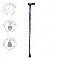 Трость, регулируемая по высоте, алюминиевая (синий узор) KJT919D