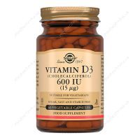 Витамин D3, 600 МЕ, 60 капсул, Solgar