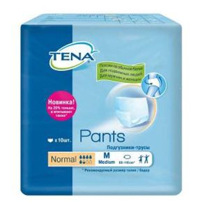 Впитывающие трусы TENA Pants Normal Medium, в талии 80-110 см (10 шт.)