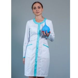 Халат медичний жіночий на кнопках, кольорова обробка 23G