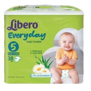 Подгузники детские Libero Everyday Maxi Plus 5 (11-25 кг), 38 шт.