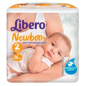 Подгузники детские Libero Newborn 2 (3-6 кг), 26 шт.