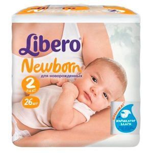 Підгузки дитячі Libero Newborn 2 (3-6 кг), 26 шт.