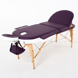 Складной 3-секционный массажный стол RelaxLine, модель Mirage (фиолетовый/белый)