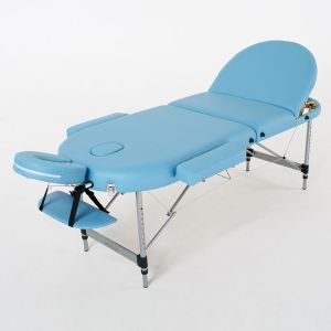 Массажный стол Oasis FMA342L-1.2.3, 3-секционный, cветло-синий, алюминиевый, RelaxLine