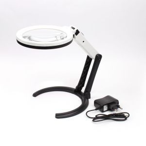 Лупа настільна Magnifier 3B-1C з LED-підсвічуванням, 2x+5x збільшення, 120+28 мм діаметр