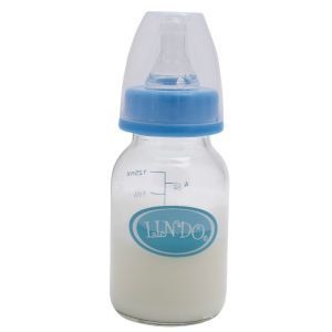 Стеклянная бутылочка с силиконовой соской Lindo Pk-0970