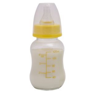 Стеклянная бутылочка с силиконовой соской Lindo Pk-0980, 125 мл
