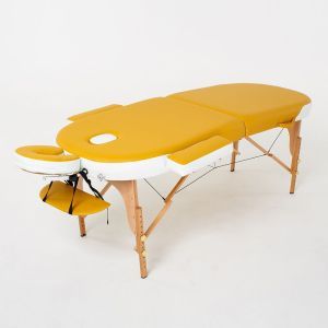 Массажный стол Sahara FMA2021A-1.2.3, 2-секционный, желтый/белый, деревянный, RelaxLine