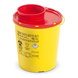 Контейнер для збору голок і медичних відходів DISPO жовто-червоний, 1,5 л