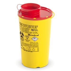 Контейнер для збору голок і медичних відходів DISPO, жовто-червоний, 1,8 л