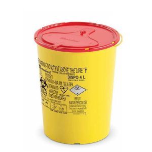 Одноразовий круглий контейнер для утилізації DISPO, жовто-червоний, 4 л