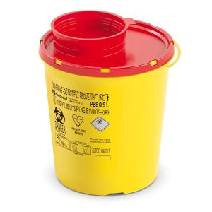 Контейнер для збору голок і медичних відходів DISPO жовто-червоний, 0,5 л