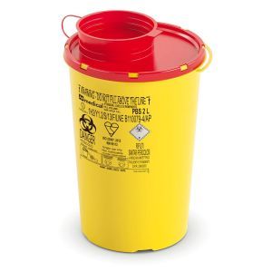 Контейнер для сбора иголок и медицинских отходов DISPO, желто-красный, 2 л