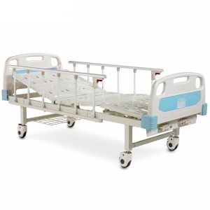 Кровать медицинская механическая на колесах, с перилами, металлический каркас (4 секции)