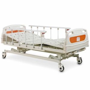 Медичне ліжко з регулюванням висоти, на колесах, з поручнями, 4 секції
