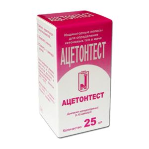 Тест-полоски "Ацетонтест", кетоновые тела в моче, 25 шт. NORMA-ACT-25