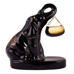 Аромалампа "Слон індійський", кераміка, колір – чорний, Адверсо