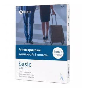 Гольфы компрессионные, 1 класс, 18-21 мм рт.ст., закрытый носок, черные, Алком 00111