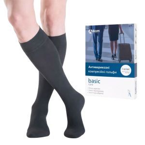 Гольфы компрессионные, 1 класс, 18-21 мм рт.ст., закрытый носок, черные, Алком 00111