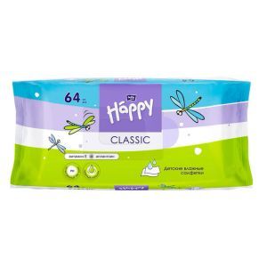 Вологі серветки для дітей Bella Happy Classic, 64 шт.