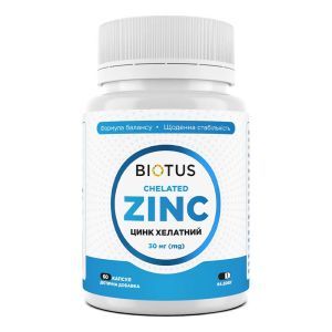 Хелат цинку, 30 мг, 60 капсул, Biotus