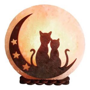 Соляная лампа "Коты на луне", 3-4 кг