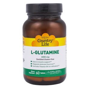 L-глютамін, 1000 мг, 60 таблеток, Country Life