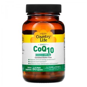 Веган коэнзим Q10, 100 мг, 60 капсул, Country Life