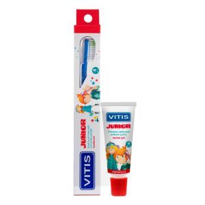 Набір: зубна щітка VITIS JUNIOR, м'яка, для дітей від 6 до 14 років + гель-паста VITIS JUNIOR, 15 мл