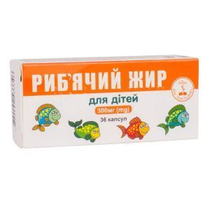 Риб'ячий жир для дітей, ENJEE, 300 мг, 36 капсул у блістері, Красота та Здоров'я