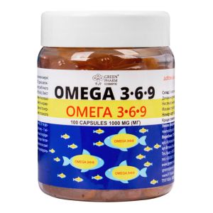Омега 3-6-9, 1000 мг, 100 капсул, Green Pharm Cosmetic