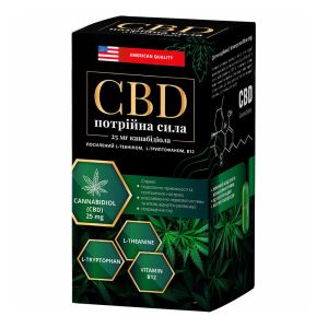 CBD капсули (канабідіол), потрійна сила, 25 мг, 60 капсул, Greenwood