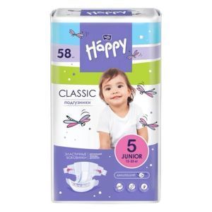 Подгузники детские Happy Bella Baby Classic junior (вес 12-25 кг, 58 шт.)