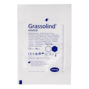 Повязка атравматическая мазевая Grassolind neutral, 7,5x10 см, HARTMANN