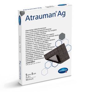 Повязки, пропитанные серебром, Atrauman Ag, 5x5 см, 3 шт. в упаковке