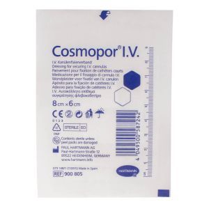 Повязка пластырная для фиксации канюль Cosmopor I.V., 6x8 см, HARTMANN