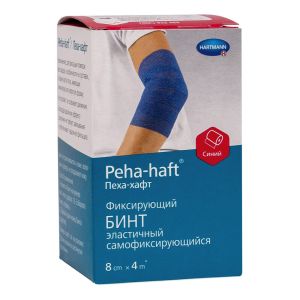 Бинт когезивный фиксирующий Peha-haft Color, 8 см x 4 м, синий, HARTMANN