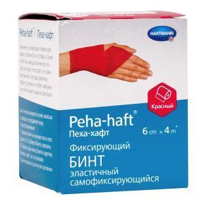 Бинт когезивный фиксирующий Peha-haft Color, 6 см x 4 м, красный, HARTMANN